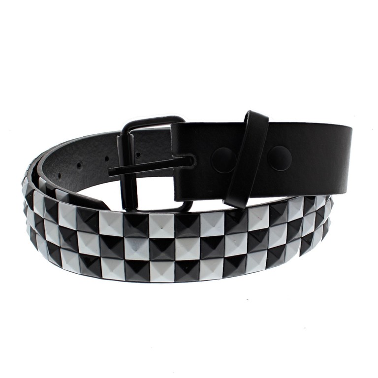 Black & White Chessboard 3-Row Pyramid Belts