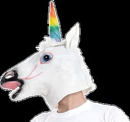 Large Latex Unicorn Head Mask with Rainbow Horn
