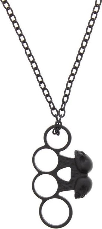 Black Knuckle Duster Skull Necklace
