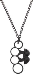 Black Knuckle Duster Skull Necklace