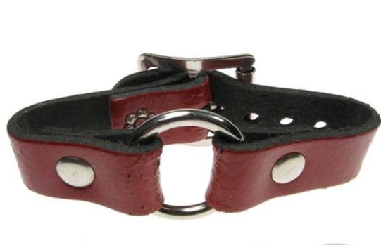 HANDMADE ROW SMALL RING JOIN LEATHER WRISTBAND - RED
