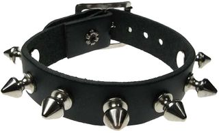 Χειροποίητο Δερμάτινο Περικάρπιο Wristband με Καρφιά - Μαύρο