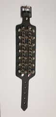 HANDMADE  3 ROW SPIKE AND CHAIN LEATHER WRISTBAND - BLACK