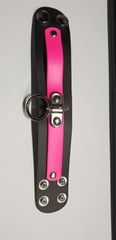 HANDMADE PINK LEATHER STRIP AND RING- WRISTBAND