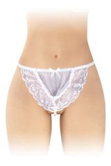 White apron thong with pearls - OS