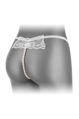 White apron thong with pearls - OS-thumb-1