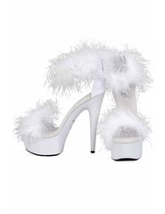 White Open Platform with Feathers 14cm Heel-thumb-1