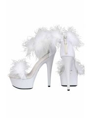 White Open Platform with Feathers 14cm Heel-thumb-2