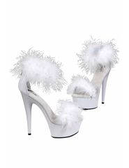 White Open Platform with Feathers 14cm Heel-thumb-3