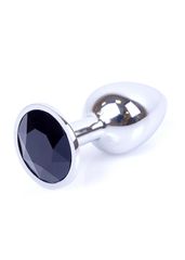 Silver Butt Plug 7 cm - Πρωκτική Σφήνα με Μαύρο Κόσμημα
