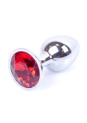 Silver Butt Plug 7 cm - Πρωκτική Σφήνα με Κόκκινο Κόσμημα