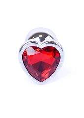 Jewellery Silver Butt Plug Heart - Red S-thumb-1