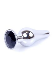Λεία Κωνική Πρωκτική Σφήνα με Κόσμημα - Silver/Black Butt Plug