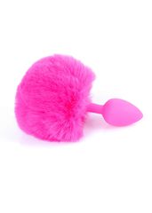 Butt Plug Silicon Bunny Tail - Pink Pom Pom-thumb-1