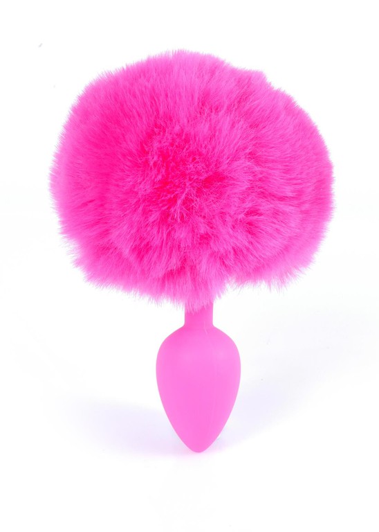 Butt Plug Silicon Bunny Tail - Pink Pom Pom