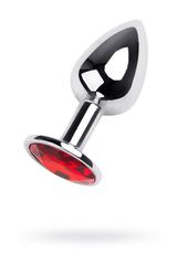 Silver anal plug Metal,with a red gem