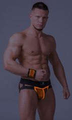 Maskulo Youngero. Men's Glow Jockstraps. Mesh Codpiece Orange-thumb-1