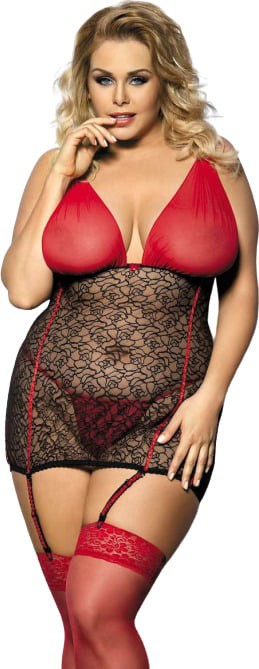 YAMMY black-red chemise Plus Size