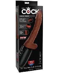 7.5" Thrusting Cock with Balls Brown-thumb-1