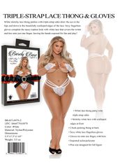 Triple Strap Lace Thong & Gloves - White PS-thumb-2