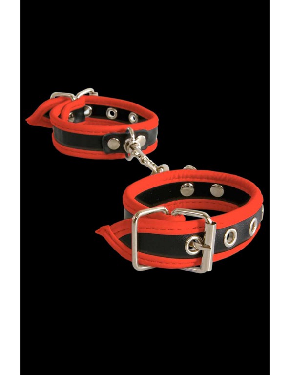 Leatherlook Black-Red handcuffs