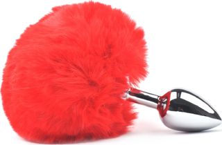 Μικρή Πρωκτική Σφήνα Bunny Butt Plug - Silver/Red