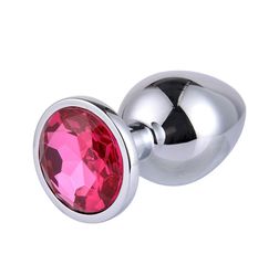 Μικρή Μεταλλική Πρωκτική Σφήνα Pink Gemstone