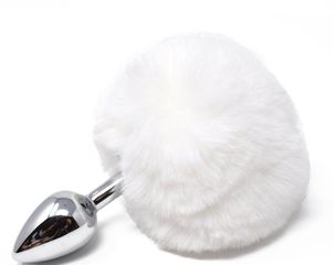 Μικρή Πρωκτική Σφήνα Bunny Butt Plug - Silver/White