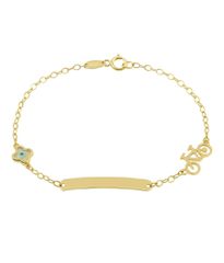 Παιδική Ταυτότητα Χρυσό Κ9 με Ποδήλατο & Σταυρό 106106