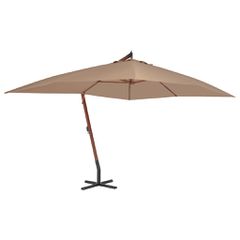 vidaXL Ομπρέλα Κρεμαστή Χρώμα Taupe 400 x 300 εκ. με Ξύλινο Ιστό