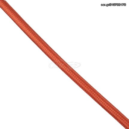 GloboStar® 77603 Στρογγυλό Υφασμάτινο Καλώδιο 1m 2 x 0.75mm² Κεραμιδί Κόκκινο