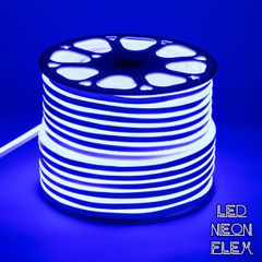 GloboStar® 70575 OVALE 120° Degree Neon Flex Epistar LED SMD 2835 1m 12W/m 120LED/m 600lm/m 120° DC 230V Αδιάβροχη IP68 Μπλε Dimmable
