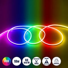 GLOBOSTAR® NEOVALE 70578 Ταινία Neon Flex LED 18W/m 900lm/m 120° DC 220-240V Αδιάβροχο IP65 60 x SMD5050 Chip/m Πολύχρωμο RGB Dimmable - Μ100 x Π0.8 x Υ1.6cm - 3 Χρόνια Εγγύηση