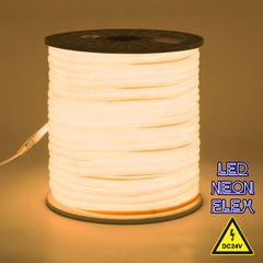 GLOBOSTAR® NEOTUBE 70582 Ταινία Neon Flex LED 12W/m 840lm/m 360° DC 24V Αδιάβροχο IP65 120 x SMD2835 Chip/m Θερμό Λευκό 2700K Dimmable - Μ100 x Π1.3 x Υ1.3cm - 3 Χρόνια Εγγύηση