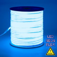 GloboStar® 70585 TUBE 360° Degree Neon Flex Epistar LED SMD 2835 1m 12W/m 120LED/m 600lm/m 360° DC 24V Αδιάβροχη IP68 Μπλε Dimmable