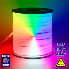 GLOBOSTAR® NEOTUBE 70589 Ψηφιακή Pixel Addressable Ταινία Neon Flex LED 18W/m 900lm/m 360° DC 24V Αδιάβροχο IP65 60 x SMD5050 Chip/m 10 x Pixel/m Πολύχρωμο RGB Dimmable SPI/TTL Protocol IC WS2811 - Μ1