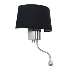 GLOBOSTAR® ELEGANT 01492 Μοντέρνο Φωτιστικό Τοίχου - Απλίκα Ξενοδοχείου Reading Light με Ντουί 1 x E27 LED 3W 360lm 36° AC 220-240V IP20 Θερμό Λευκό 2700K - Bridgelux COB Chip - Χρώμιο & Μαύρο - Μ26.5