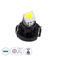 GLOBOSTAR® T3 81001 Λάμπα T3 8mm B8.5d LED 0.12W 30lm 120° DC 12V IP20 Ψυχρό Λευκό 6000K - 1 x Epistar SMD1210 Chip - Μ0.8 x Π0.8 x Υ0.7cm - 1 Χρόνο Εγγύηση