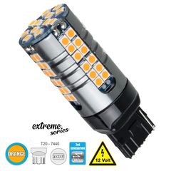 GloboStar® 81162 Λάμπα Αυτοκίνητου T20 - 7440 - W21W 3rd Generation Can-Bus Extreme Series LED 66 SMD 3030 15W 1800lm 360° DC 12V IP20 Πορτοκαλί