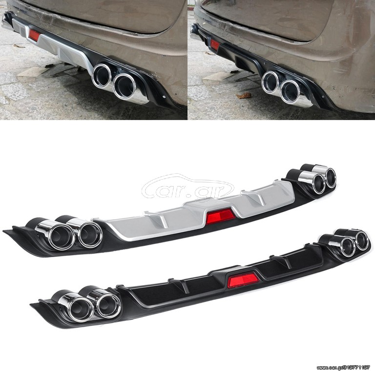 Πίσω diffuser racing design με σχέδιο 4 εξάτμισης Ασημί