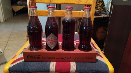 Coca Cola bottles wooden stand collection display Limited edition 1886