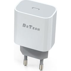 WALL ADAPTER DETECH DE-30 TYPE-C White De Tech Φορτιστής με Θύρα USB-C Power Delivery Λευκός