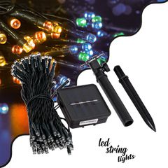 85809 Διακοσμητική Γιρλάντα 10 Μέτρων με Controller 8 Προγραμμάτων Φωτισμού - 100 LED 4W με Ενσωματωμένη Μπαταρία 600mAh - Φωτοβολταϊκό Πάνελ - Αισθητήρα Ημέρας-Νύχτας - Βάση Κήπου & Σκούρο Πράσινο Κα
