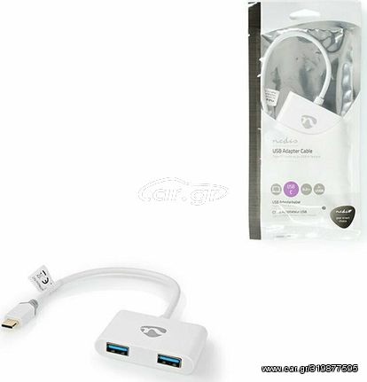 USB hub, 2 θυρών από Type-C αρσ. σε 2x USB Type-A, 0,20m σε λευκό χρώμα  NEDIS CCBP65960WT02