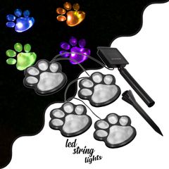 85700 Διακοσμητική Γιρλάντα Anime Footprints 2.5 Μέτρων με Controller 8 Προγραμμάτων Φωτισμού - 4 LED 1W με Ενσωματωμένη Μπαταρία 600mAh - Φωτοβολταϊκό Πάνελ - Αισθητήρα Ημέρας-Νύχτας - Βάση Κήπου & Μ