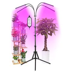 GloboStar® 85956 Grow Light Full Spectrum LED Φωτιστικό Ανάπτυξης Φυτών Γλάστρας με 4 Κινούμενες Κεφαλές & Τρίποδο 150cm SMD 2835 20W 180° AC230V IP20 με Dimmer & Timer Εσωτερικού Χώρου για Κάλυψη Επι