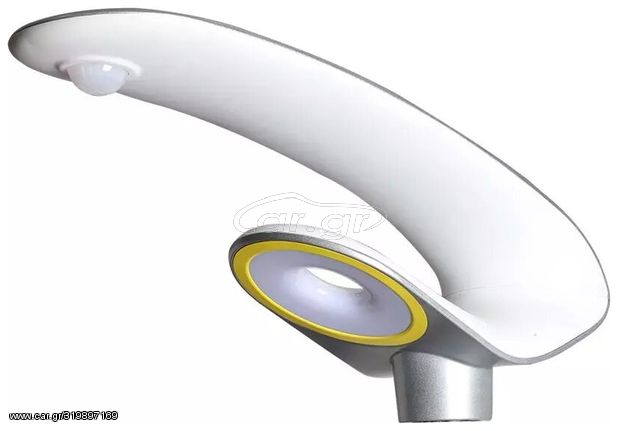 V-TAC Ηλιακό φωτιστικό κήπου LED 20W IP65 Ψυχρό λευκό 6400K με ασημί και λευκό σώμα και ανιχνευτή κίνησης 5506