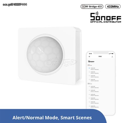 GloboStar® 80064 SONOFF PIR3-RF – Smart 433MHZ RF PIR Motion Sensor 6m/110° Detection