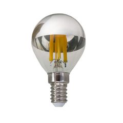 Λάμπα led filament σφαιρική Ε14 5W 230V ντιμαριζόμενη 2700k θερμό λευκό φως 620 lumen διάφανη με ασημένιο κάλυμμα
