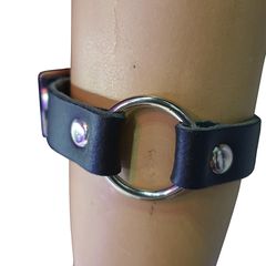 HANDMADE SMALL RING JOIN LEATHER WRISTBAND - BLACK